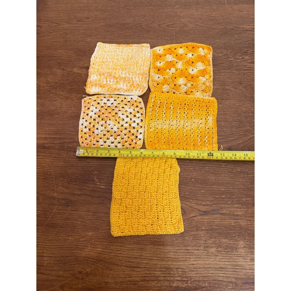 Handmade Crochet Cotton Washcloth Set of 5 | Reusable Dishcloths | Farmhouse Kit